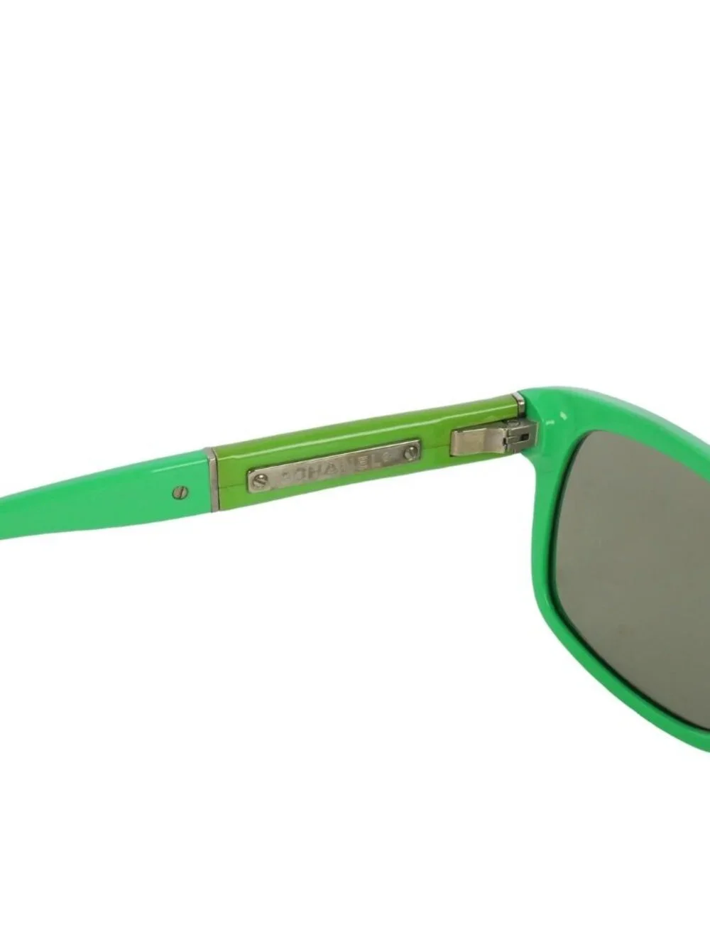 Chanel CC Logo Square Sunglasses Color Block Green Eyewear